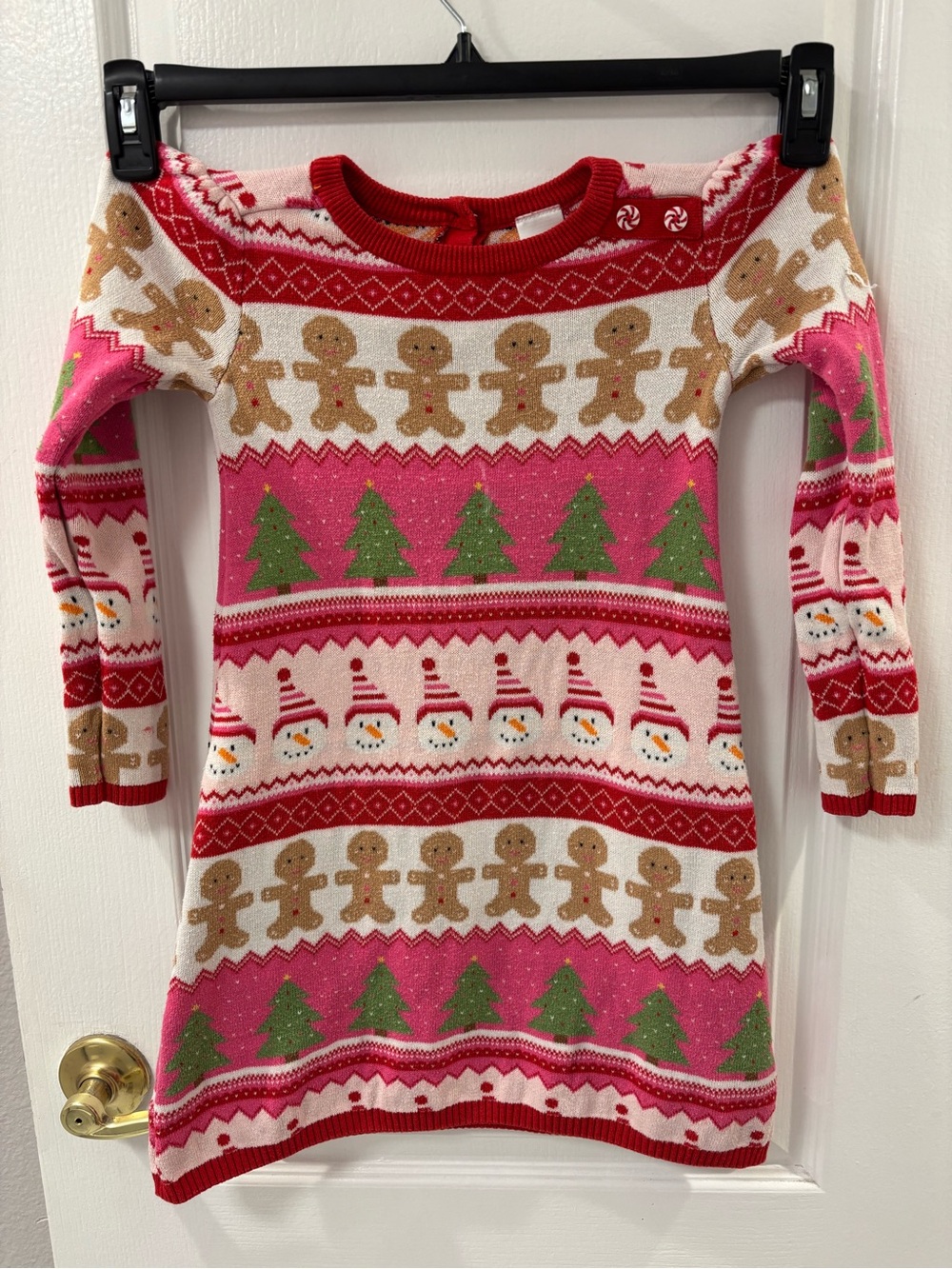 Gymboree Red, Pink, Yellow & White Girls Christmas Holiday Sweater Dress